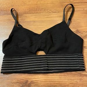 Bebe Black/Silver Striped Bra Top Small